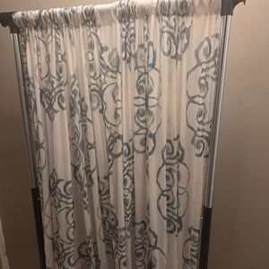 Elegant Cream and Gray Patterned Curtain